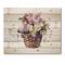 Designart - Bouquet From Meadow Flowers In The Basket - Traditional Print on Natural Pine Wood